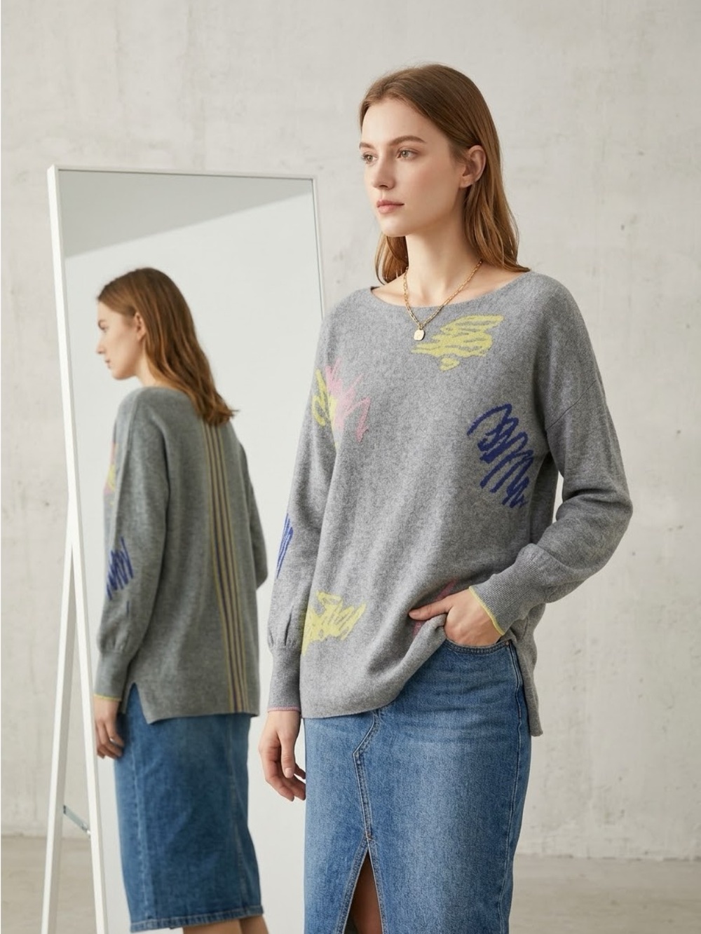 Zaket & Plover Luxury Cashmere Cotton Blend Knit Sweater S